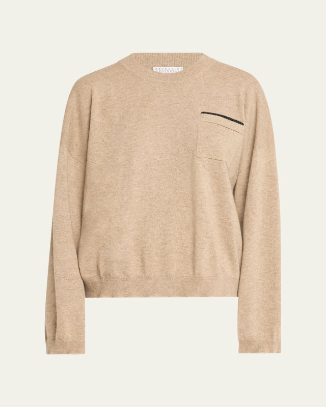 Monili-Bar 2-Ply Cashmere Crewneck Sweater